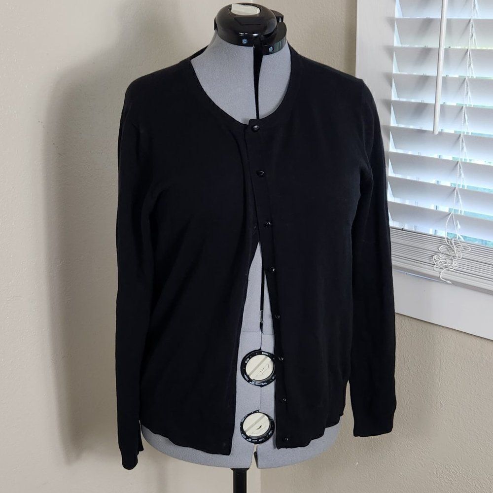 NYDJ Cardigan Sweater Button Up Size M Black